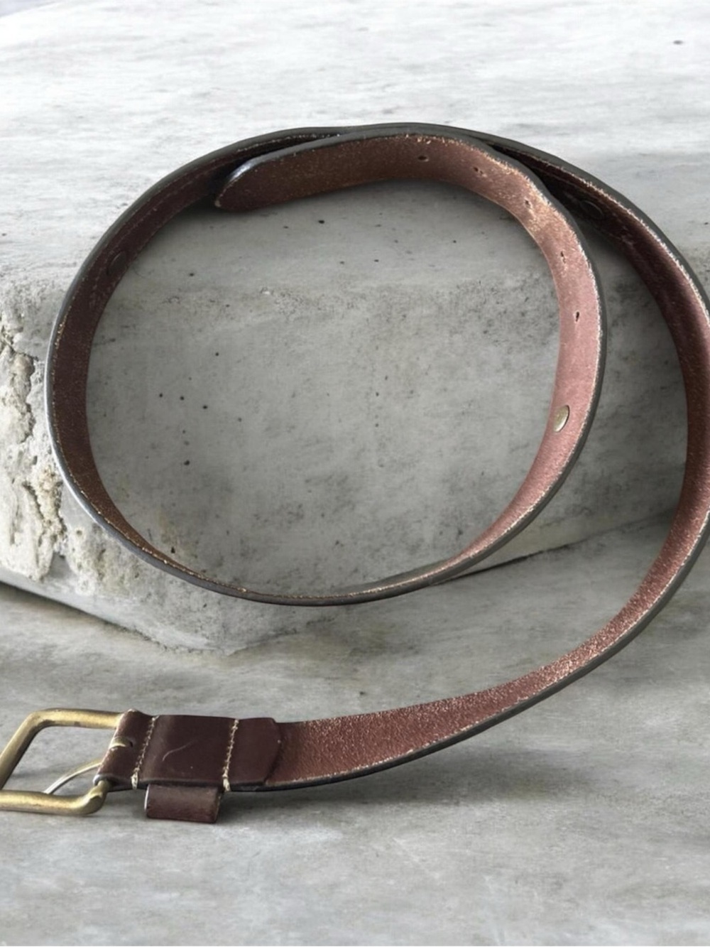 Levi's Brown Leather Belt with Brass-Tone Buckle